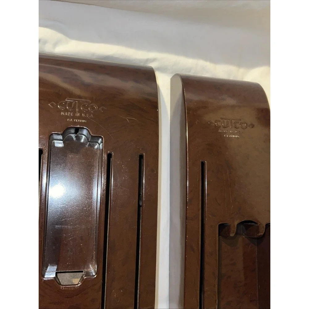 2 Cutco Knife Holder Wall Mount Tray Caddy Storage 6 & 4 Slot Brown Bakelite